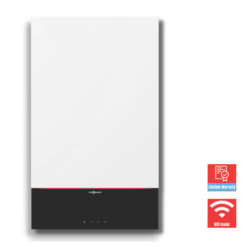 Viessmann - Boiler, Wall Mount, B1HE-120 Vitodens 100-W, 120k Btu input, 11-113k Btu output, 95% efficient, 3/4" gas connection, 1" heating supply & return, 3" PPS flue vent (Free Shipping)